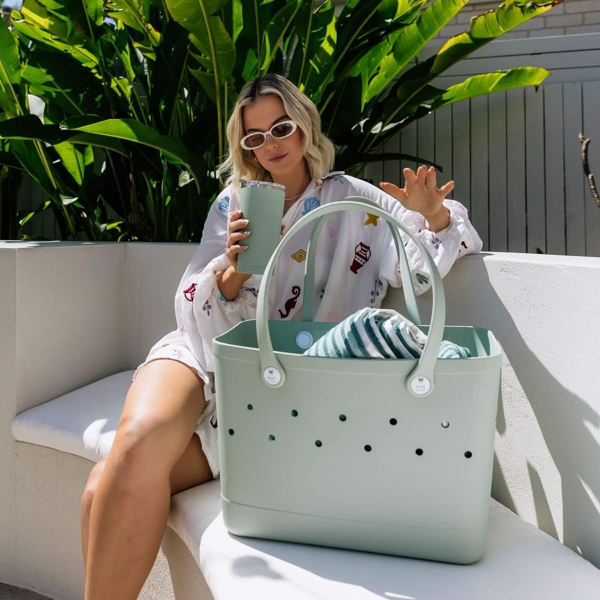 Sea Glass EVA Beach Bag – Large Waterproof Rubber Tote Kove Co